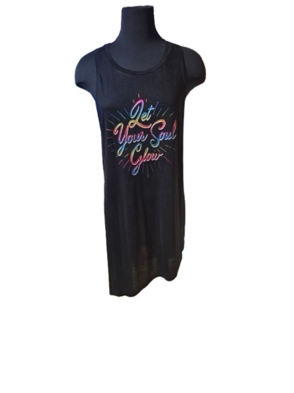Torrid Black Tank Top with Rainbow "Let Your Soul Glow" Graphic NWOT SZ2 image 5